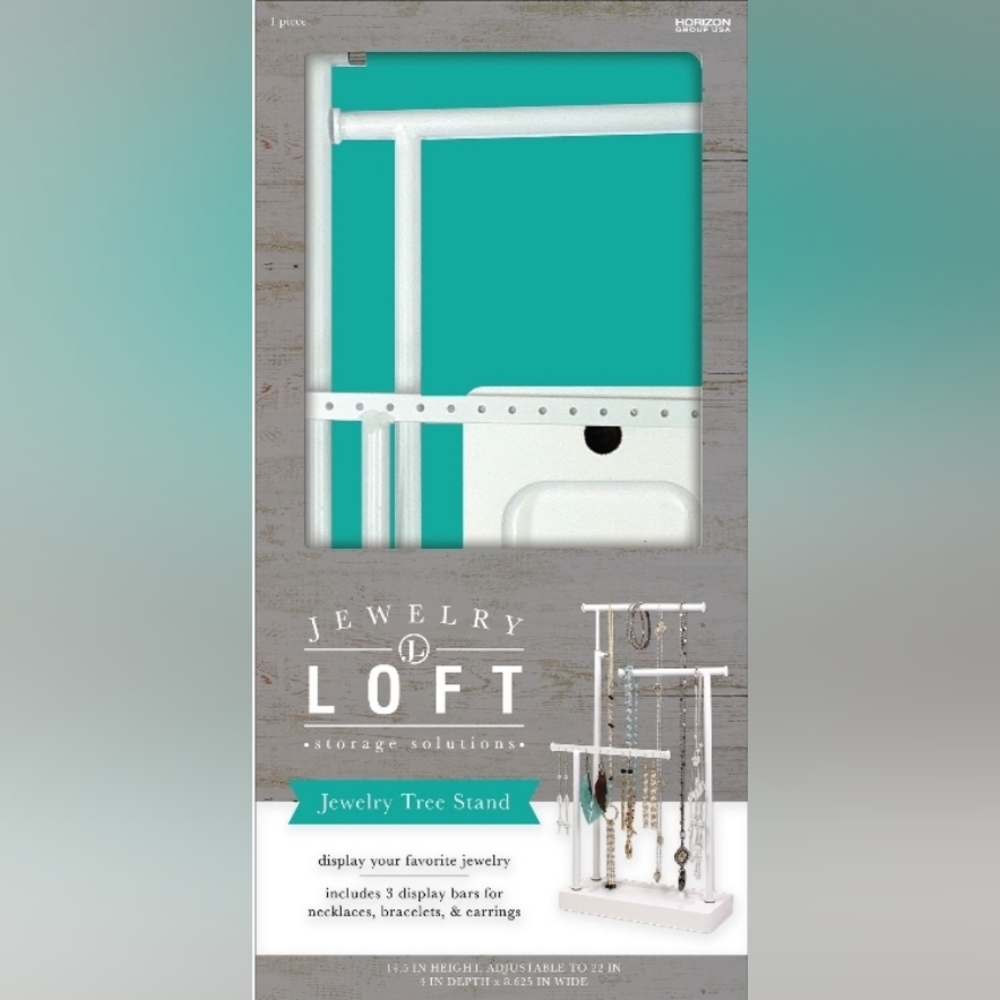 Jewelry Loft Storage Solutions White Jewelry Tree Stand, Includes 3 Display Bars